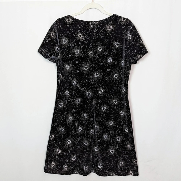 Vintage 90s Kathie Lee Collection Sz. M Velvet Dress Glitted Floral Embellished - Picture 2 of 8